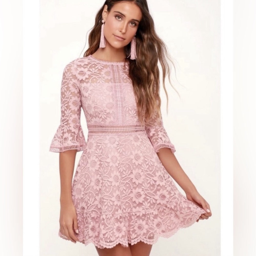 Pink Floral Lace Dress